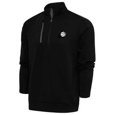 Men's Antigua Black Phoenix Suns Metallic Logo Generation Quarter-Zip Top
