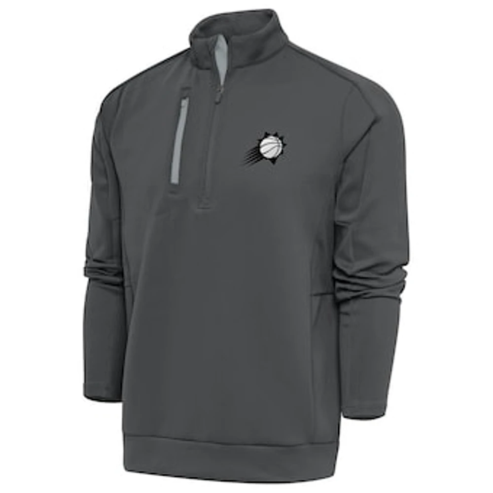Men's Antigua Pewter Phoenix Suns Metallic Logo Generation Quarter-Zip Top