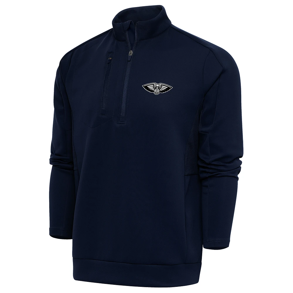 Men's Antigua Navy New Orleans Pelicans Big & Tall Metallic Logo Generation Quarter-Zip Top