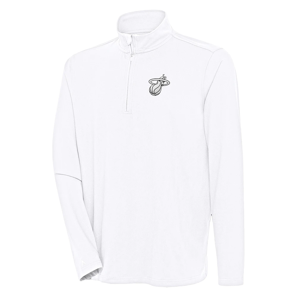 Men's Antigua White Miami Heat Hunk Quarter-Zip Top