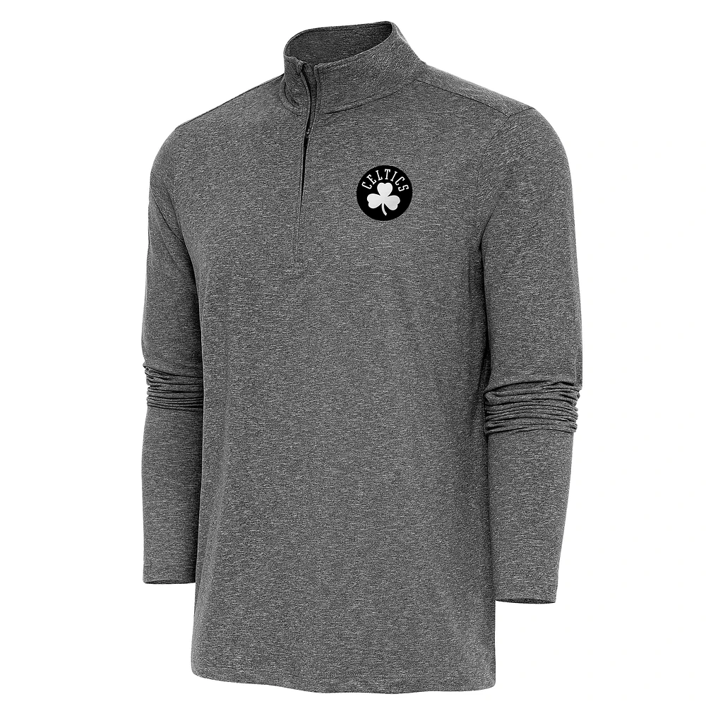 Men's Antigua Heather Boston Celtics Hunk Quarter-Zip Top