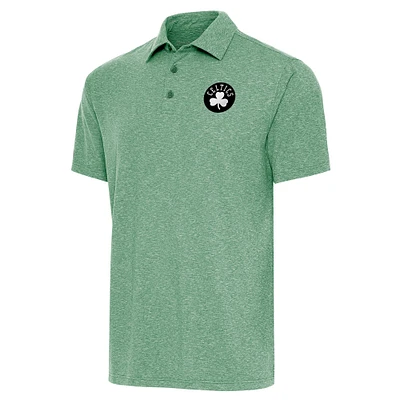 Men's Antigua Heather Kelly Green Boston Celtics Par 3 Polo