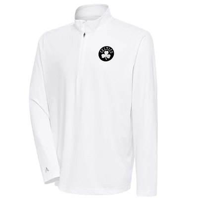 Men's Antigua Boston Celtics Metallic Logo Tribute Quarter-Zip Top