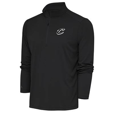 Men's Antigua Charcoal Cleveland Cavaliers Metallic Logo Tribute Quarter-Zip Top