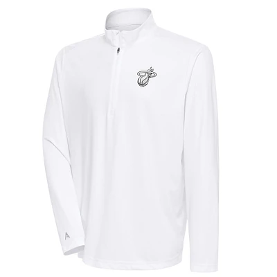 Men's Antigua Miami Heat Metallic Logo Tribute Quarter-Zip Top
