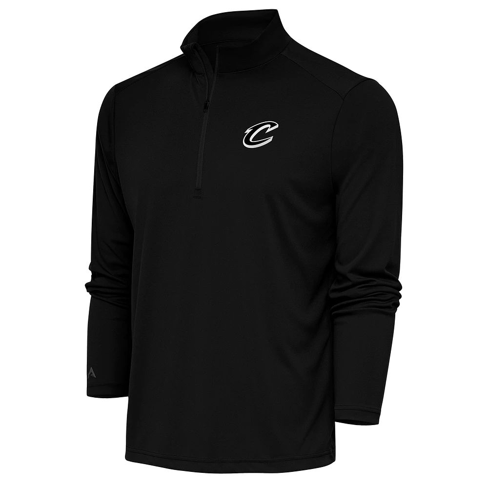 Men's Antigua Black Cleveland Cavaliers Metallic Logo Tribute Quarter-Zip Top