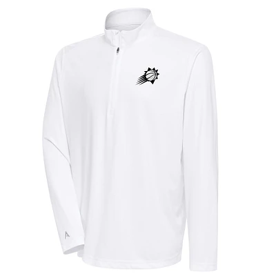 Men's Antigua White Phoenix Suns Metallic Logo Tribute Quarter-Zip Top