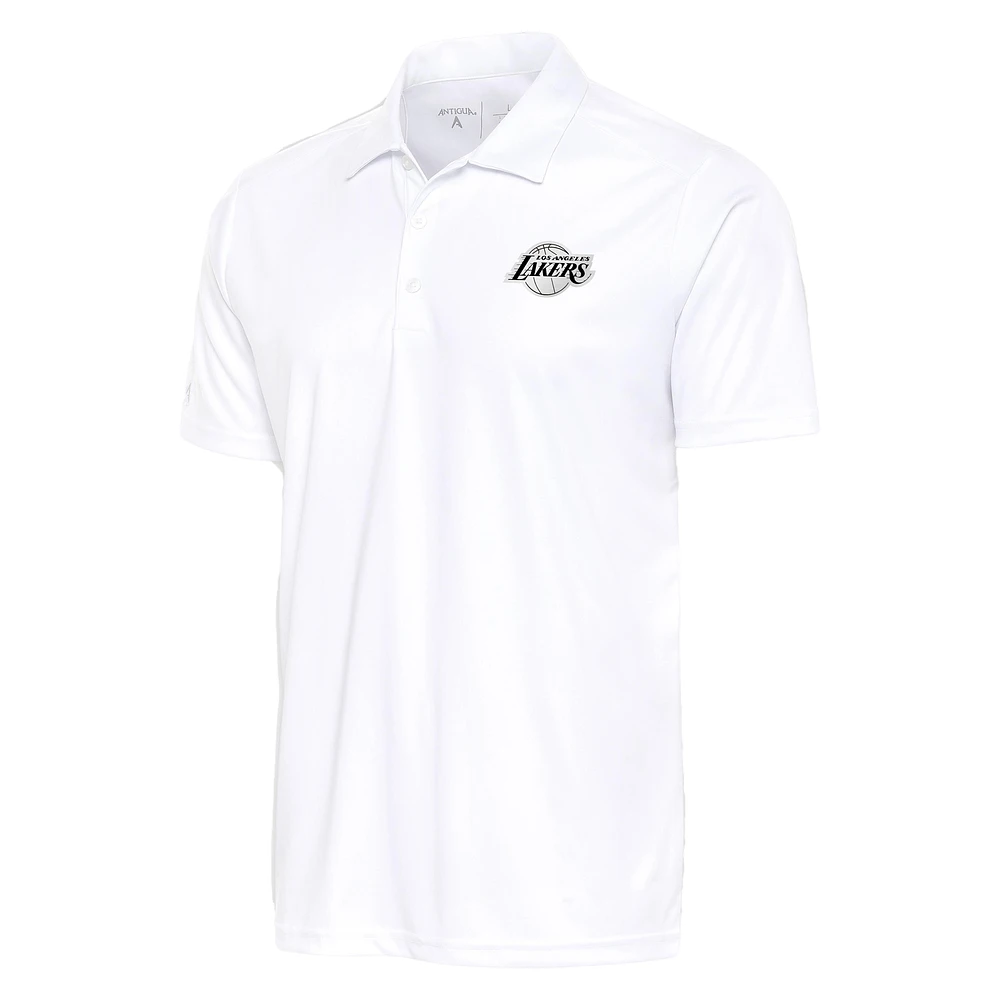 Men's Antigua White Los Angeles Lakers Metallic Logo Tribute Desert Dry Polo