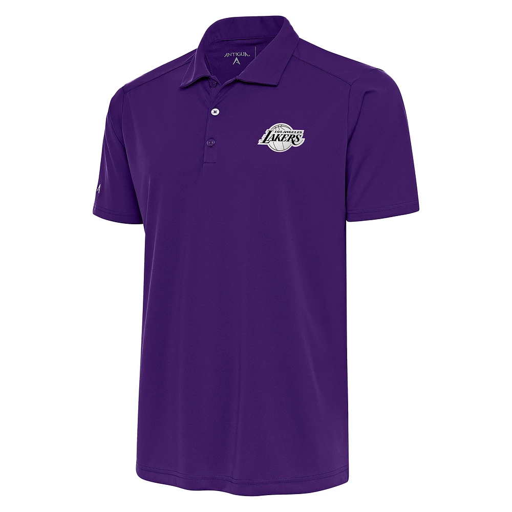 Men's Antigua Los Angeles Lakers Metallic Logo Tribute Desert Dry Polo