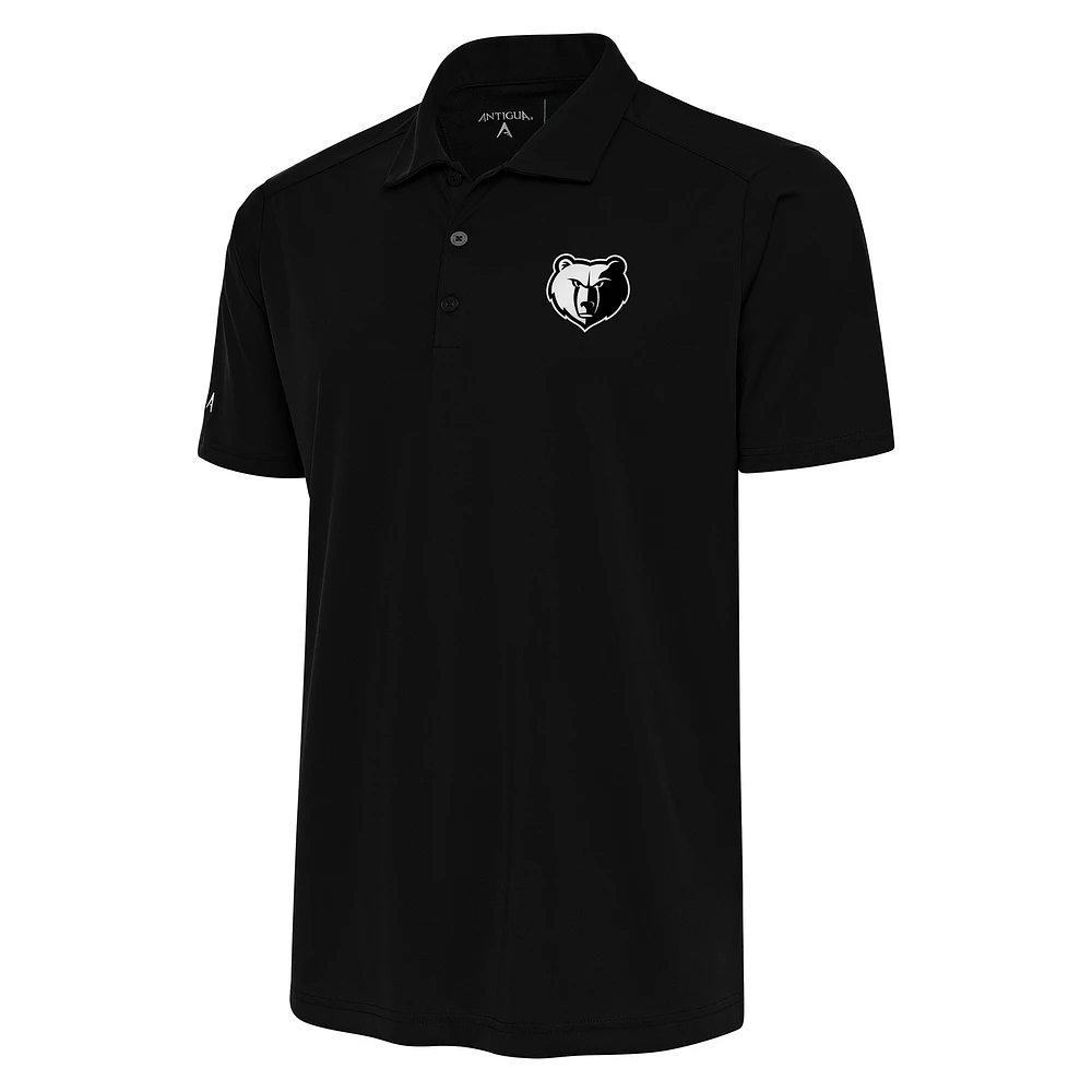 Men's Antigua Black Memphis Grizzlies Metallic Logo Tribute Desert Dry Polo