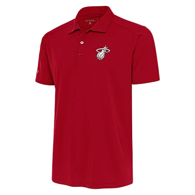 Men's Antigua Red Miami Heat Metallic Logo Tribute Desert Dry Polo