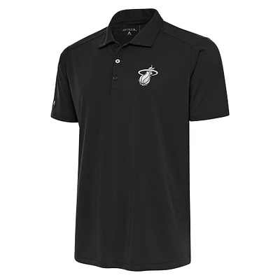 Men's Antigua Gray Miami Heat Metallic Logo Tribute Desert Dry Polo