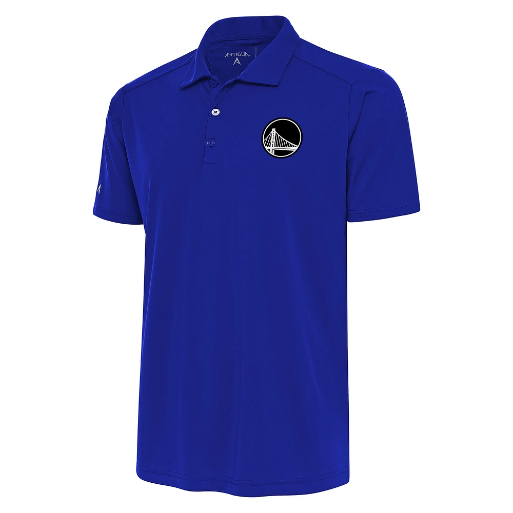 Men's Antigua Royal Golden State Warriors Metallic Logo Tribute Desert Dry Polo