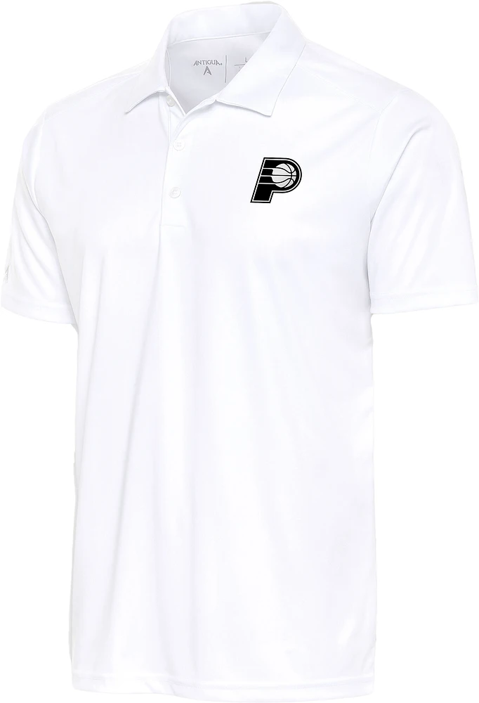 Men's Antigua White Indiana Pacers Big & Tall Metallic Logo Tribute Desert Dry Polo
