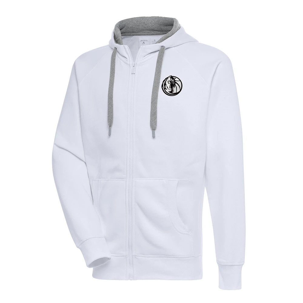 Men's Antigua Dallas Mavericks Metallic Logo Victory Raglan Full-Zip Hoodie