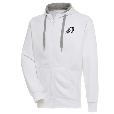 Men's Antigua Phoenix Suns Metallic Logo Victory Raglan Full-Zip Hoodie