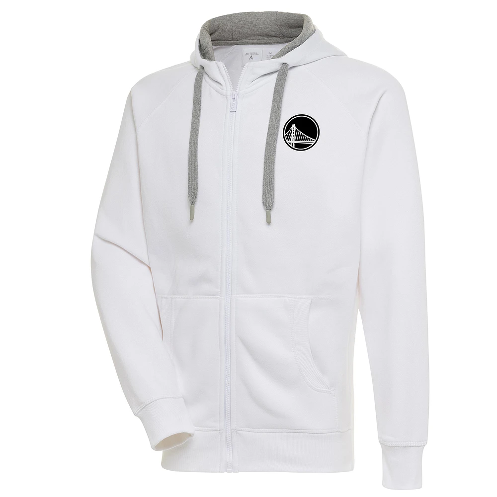 Men's Antigua Golden State Warriors Metallic Logo Victory Raglan Full-Zip Hoodie