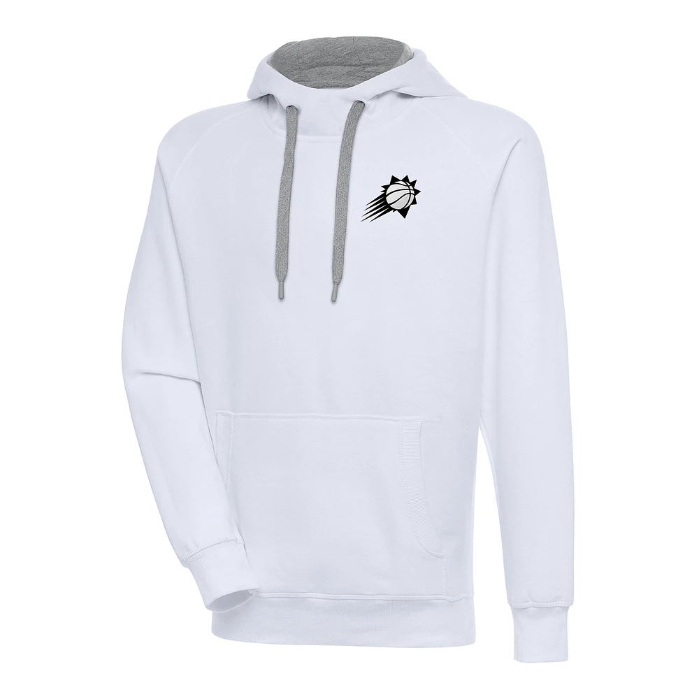 Men's Antigua Phoenix Suns Metallic Logo Victory Raglan Pullover Hoodie