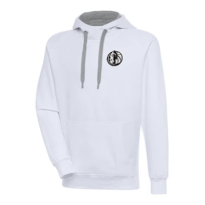 Men's Antigua Dallas Mavericks Metallic Logo Victory Raglan Pullover Hoodie