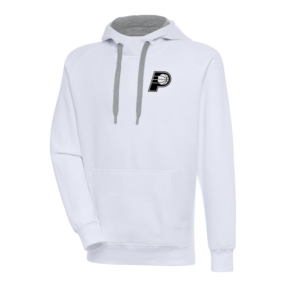 Men's Antigua Indiana Pacers Metallic Logo Victory Raglan Pullover Hoodie