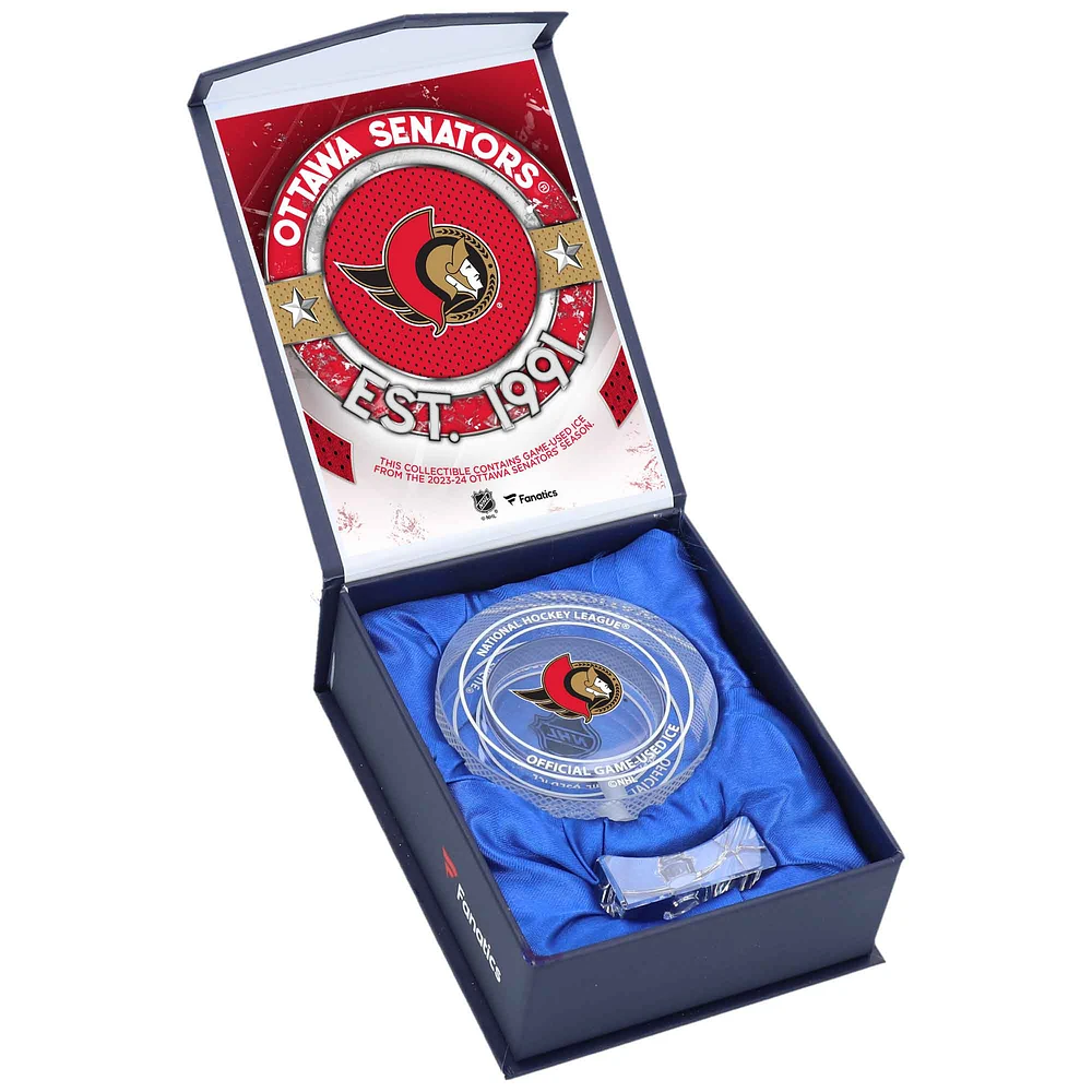 Ottawa Senators Crystal Puck - Filled with Home Ice from the 2023-24 Season
