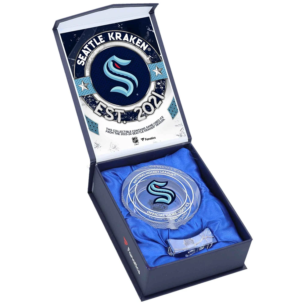 Seattle Kraken Crystal Puck - Filled with Home Ice from the 2023-24 Season