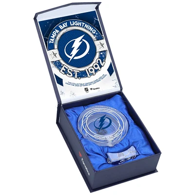 Tampa Bay Lightning Crystal Puck - Filled with Home Ice from the 2023-24 Season