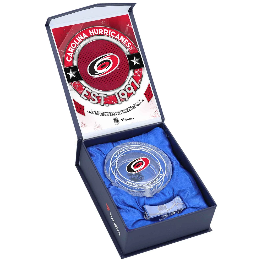 Carolina Hurricanes Crystal Puck - Filled with Home Ice from the 2023-24 Season