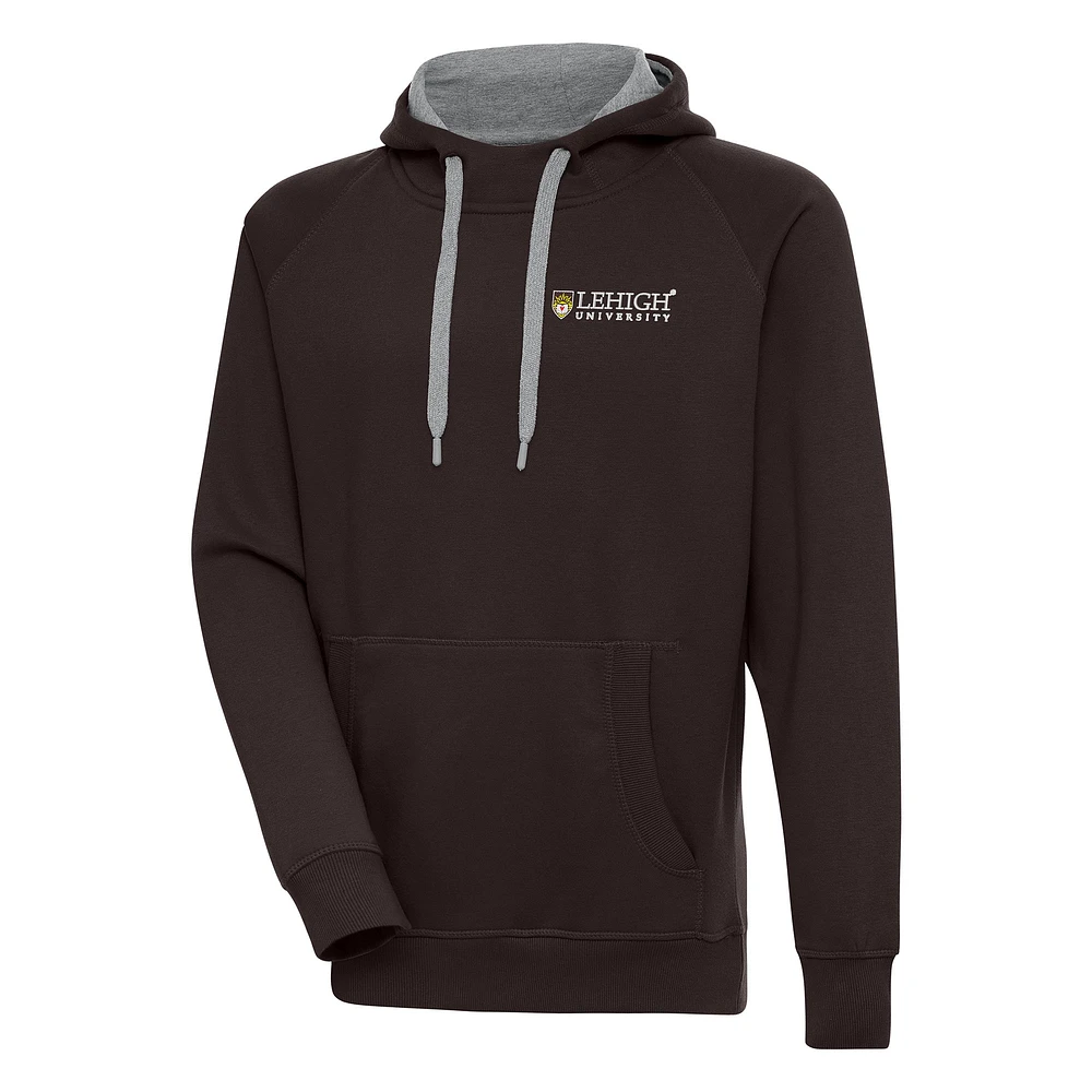 Men's Antigua Brown Lehigh Mountain Hawks Victory Pullover Hoodie