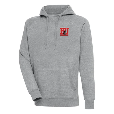 Men's Antigua Heather Gray Boston University Victory Pullover Hoodie