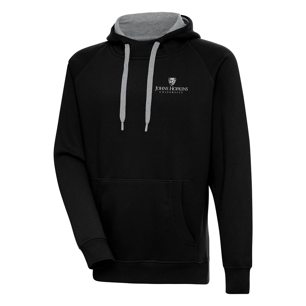 Men's Antigua Black Johns Hopkins Blue Jays Victory Pullover Hoodie