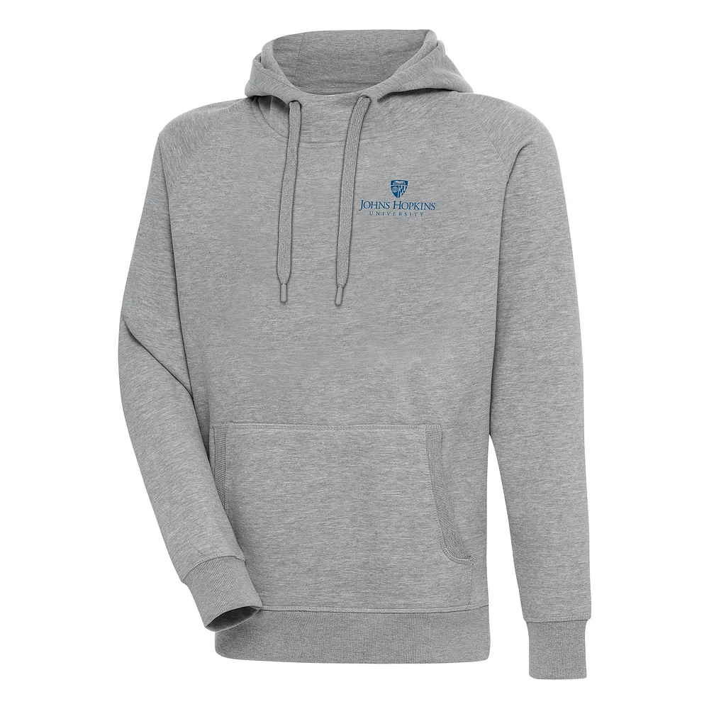 Men's Antigua Heather Gray Johns Hopkins Blue Jays Victory Pullover Hoodie