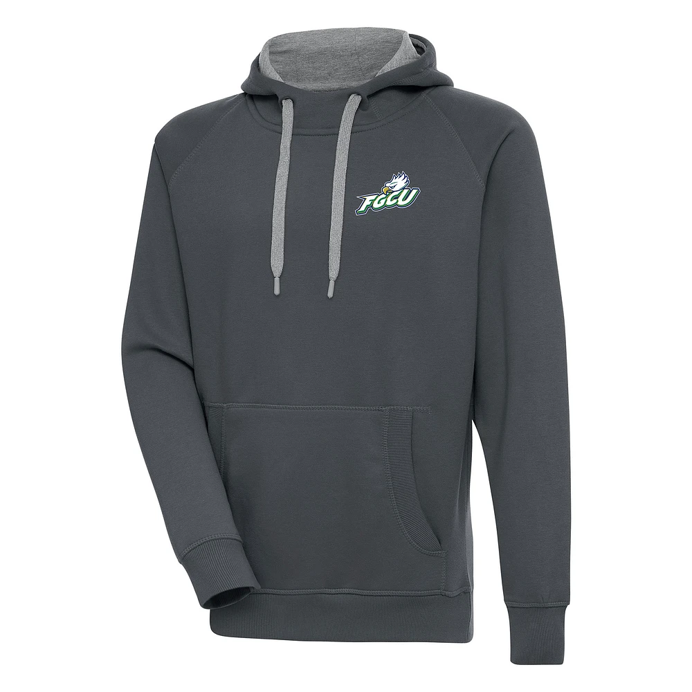 Men's Antigua Charcoal Florida Gulf Coast Eagles Victory Pullover Hoodie