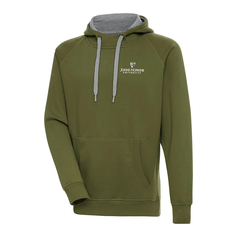 Men's Antigua Olive Johns Hopkins Blue Jays Victory Pullover Hoodie