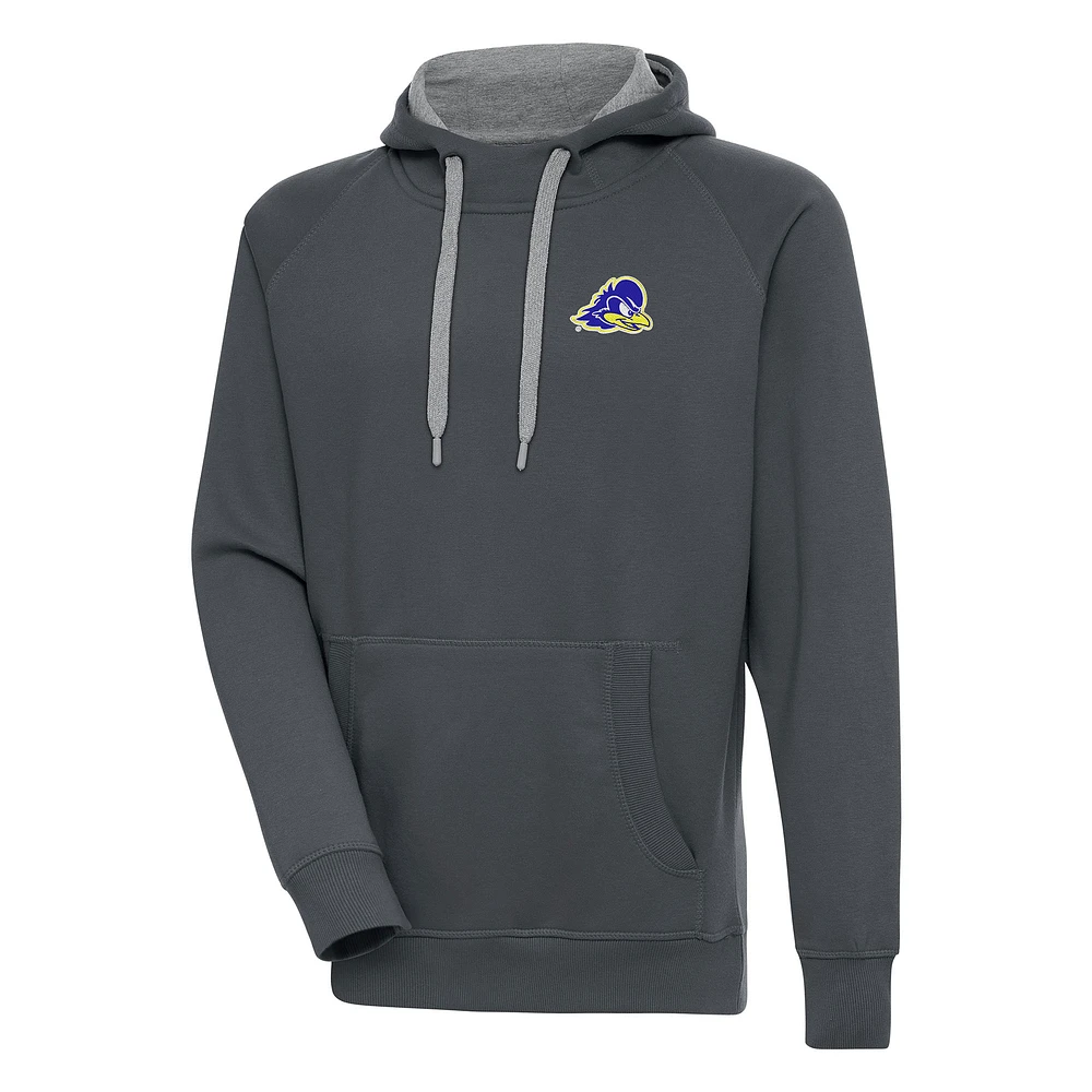 Men's Antigua Charcoal Delaware Fightin' Blue Hens Victory Pullover Hoodie