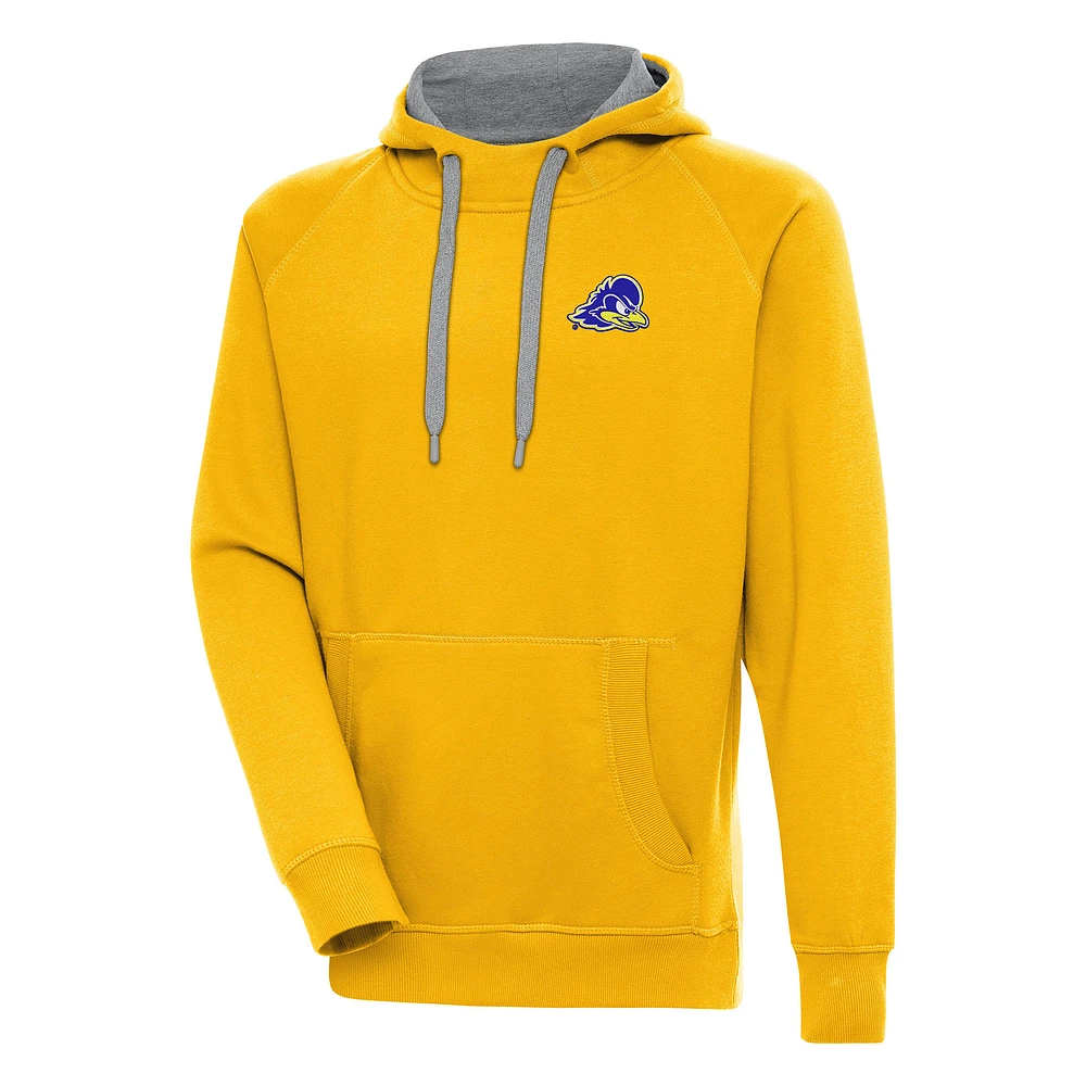 Men's Antigua Gold Delaware Fightin' Blue Hens Victory Pullover Hoodie
