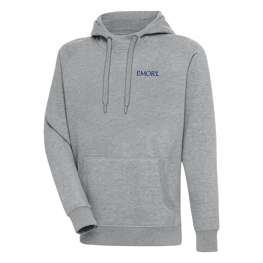 Men's Antigua Heather Gray Emory Eagles Victory Pullover Hoodie