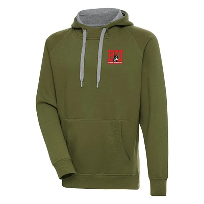 Men's Antigua Olive Boston University Victory Pullover Hoodie
