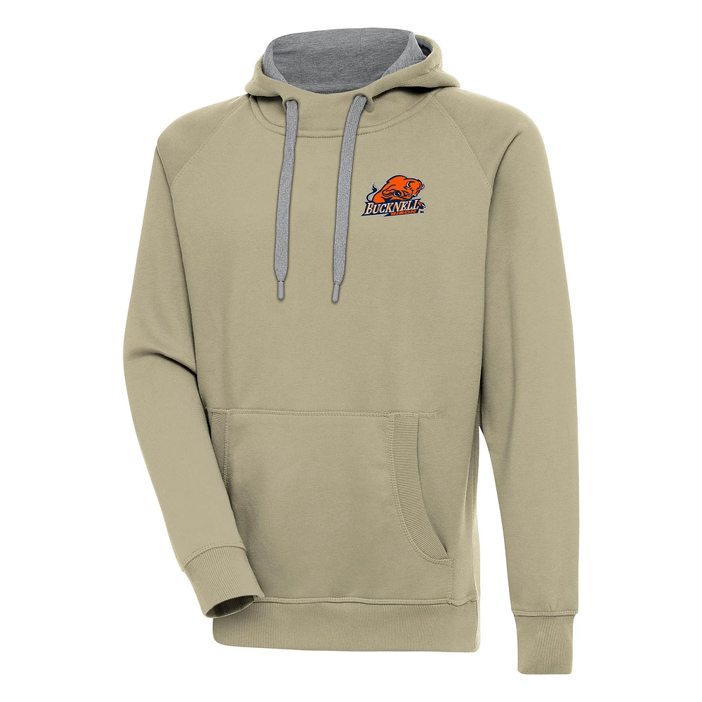 Men's Antigua Khaki Bucknell Bison Victory Pullover Hoodie