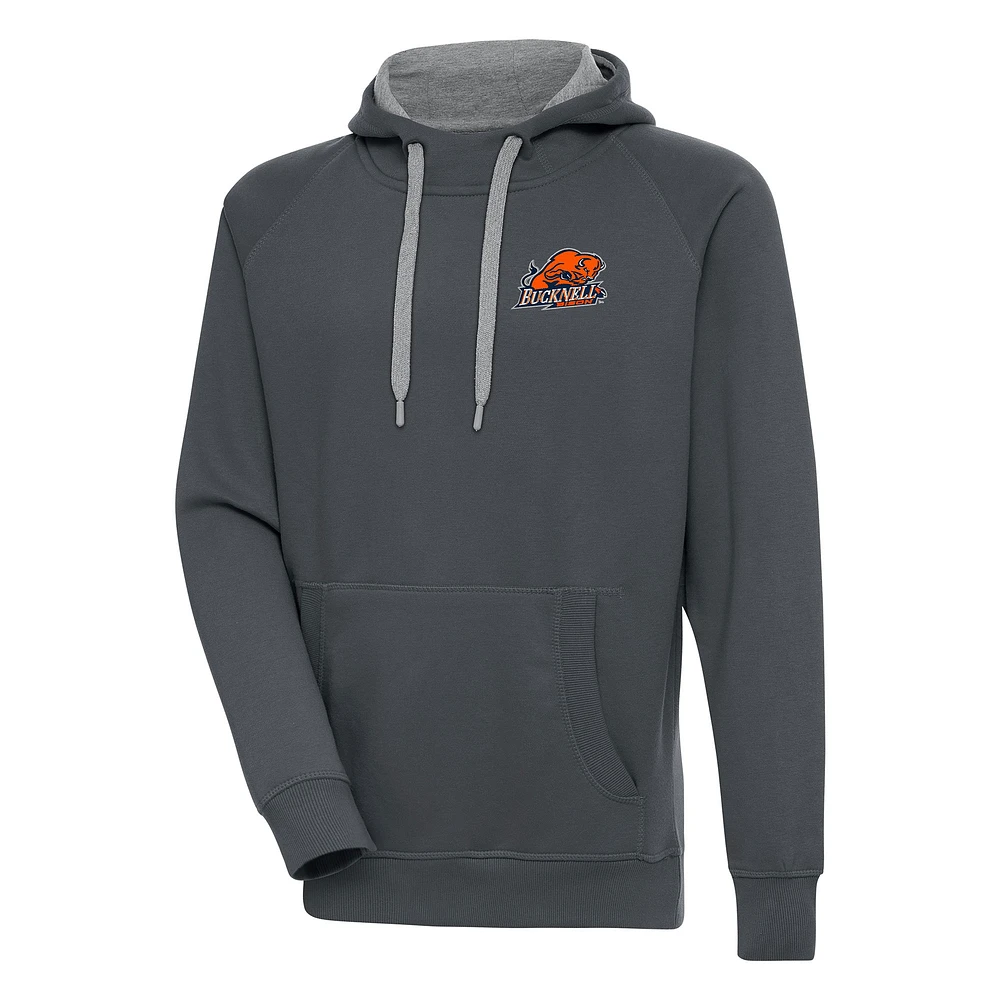 Men's Antigua Charcoal Bucknell Bison Victory Pullover Hoodie