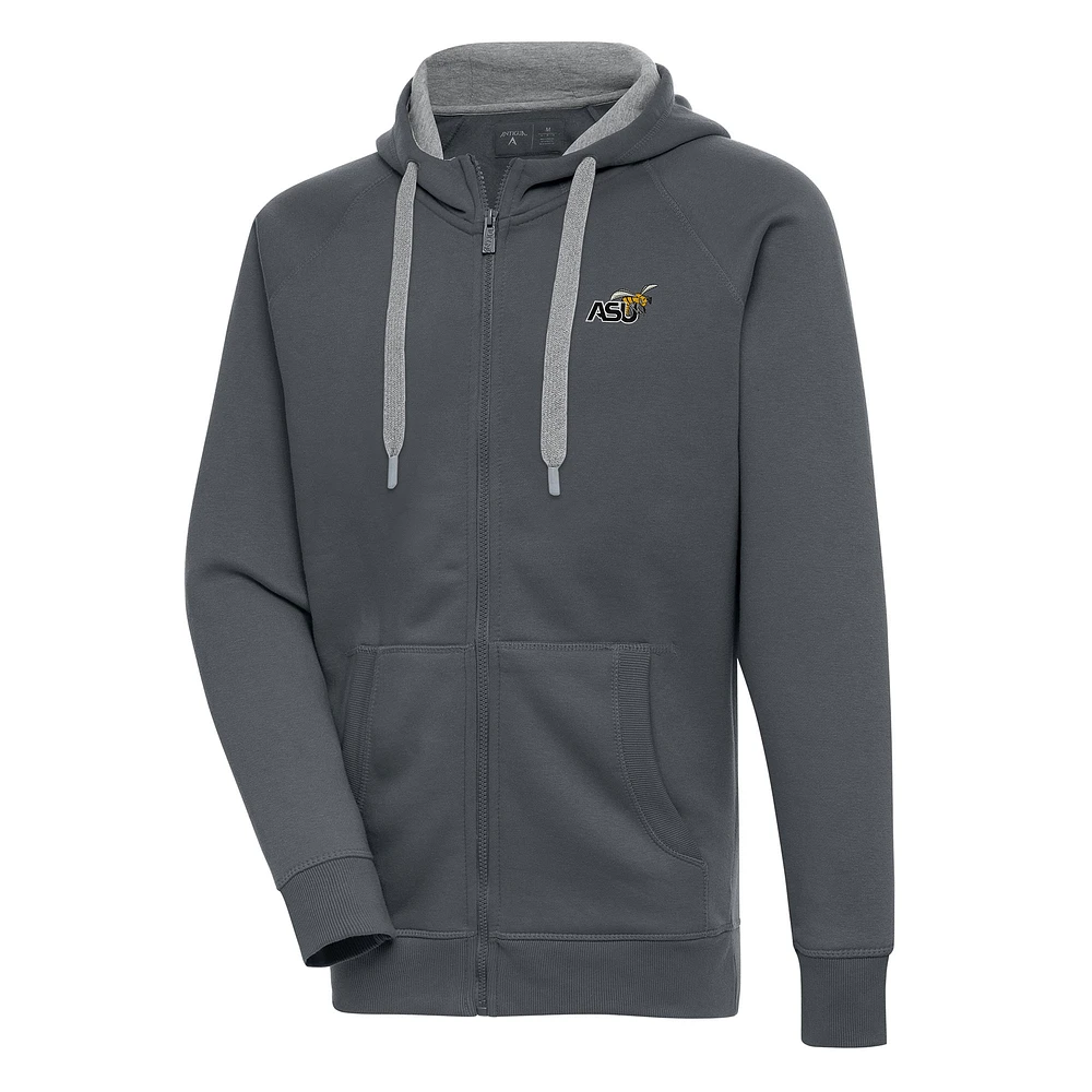 Men's Antigua Charcoal Alabama State Hornets Victory Full-Zip Hoodie