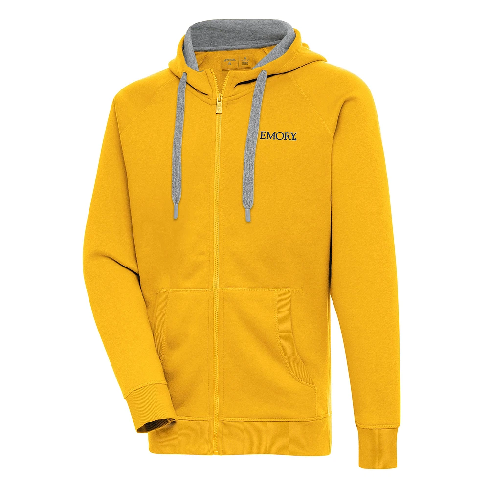 Men's Antigua Gold Emory Eagles Victory Full-Zip Hoodie
