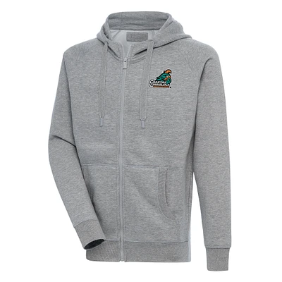 Men's Antigua Heather Gray Coastal Carolina Chanticleers Victory Full-Zip Hoodie