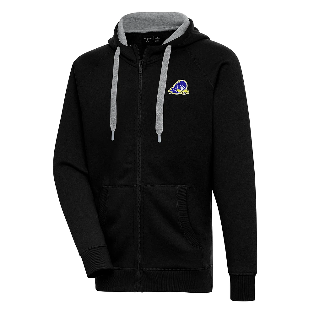 Men's Antigua Black Delaware Fightin' Blue Hens Victory Full-Zip Hoodie