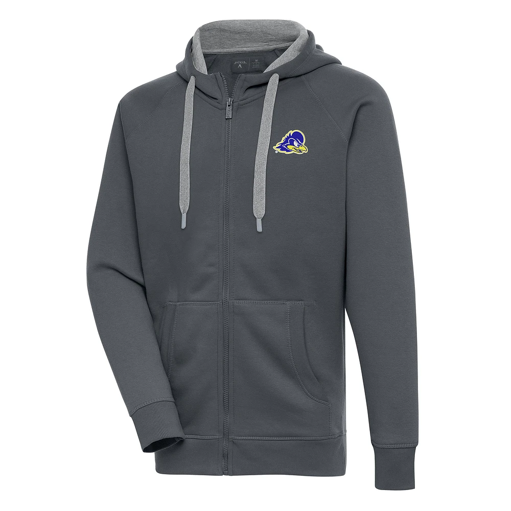 Men's Antigua Charcoal Delaware Fightin' Blue Hens Victory Full-Zip Hoodie