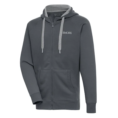 Men's Antigua Charcoal Emory Eagles Victory Full-Zip Hoodie