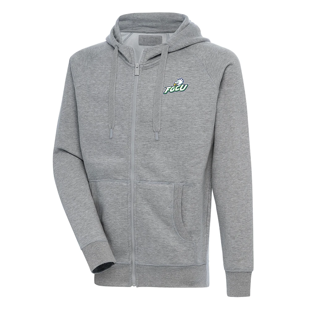 Men's Antigua Heather Gray Florida Gulf Coast Eagles Victory Full-Zip Hoodie