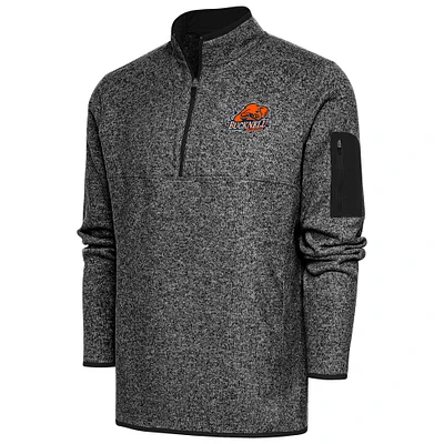 Men's Antigua Heather Black Bucknell Bison Fortune Quarter-Zip Pullover Jacket