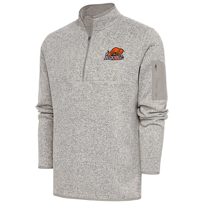 Men's Antigua Oatmeal Bucknell Bison Fortune Quarter-Zip Pullover Jacket
