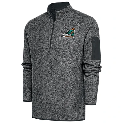 Men's Antigua Heather Charcoal Coastal Carolina Chanticleers Fortune Quarter-Zip Pullover Jacket
